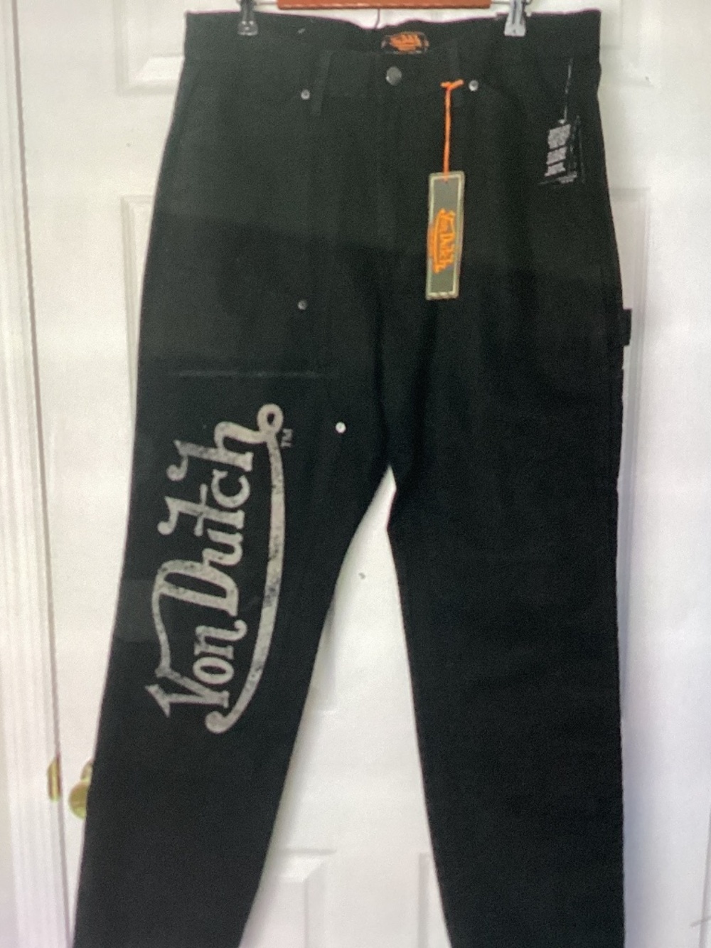Von Dutch NWT Black Double Knee Carpenter Pants Men’s size 36 Streetwear Y2K